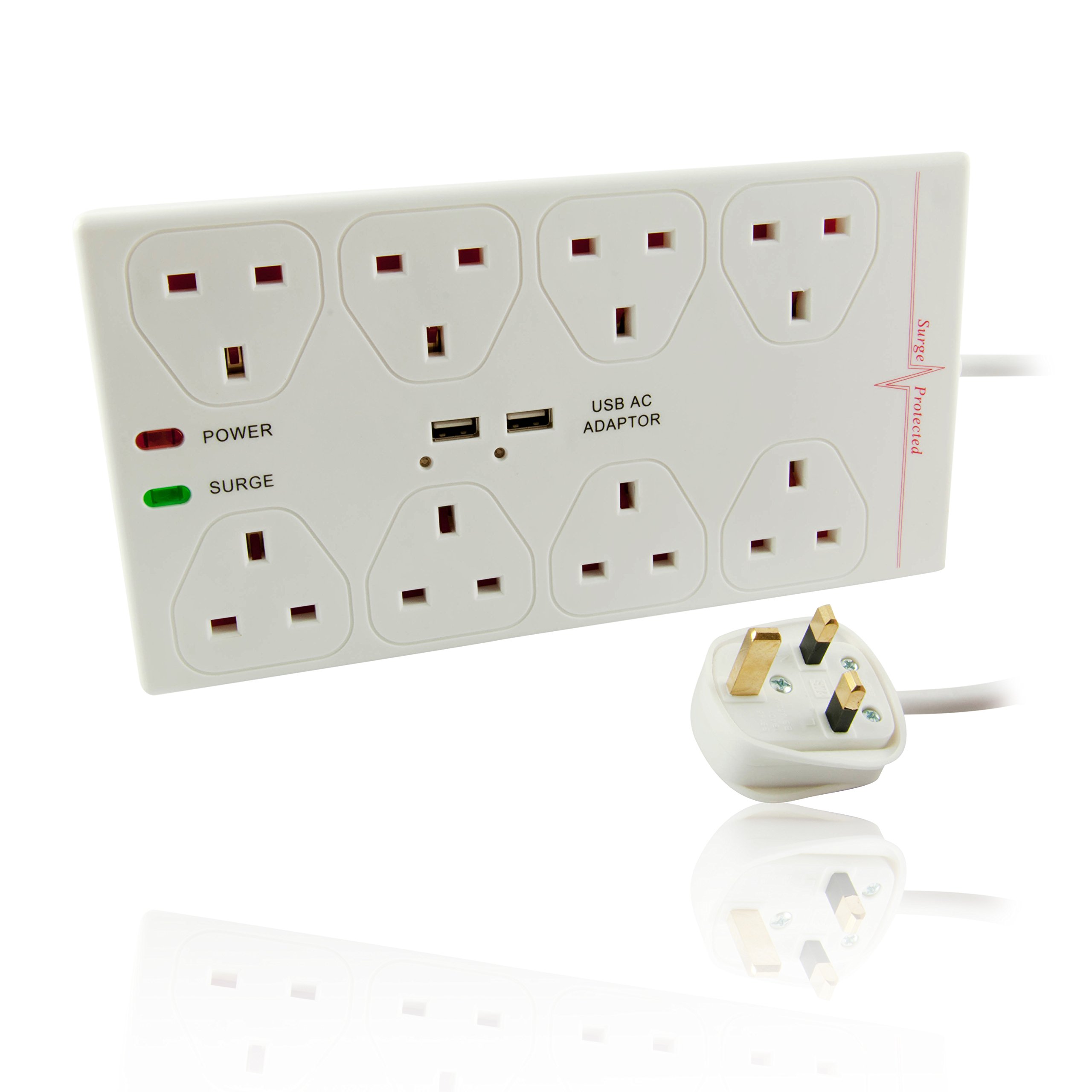 Pro Elec PELB1677 8 Way USB Charging Surge Protected Extension Lead