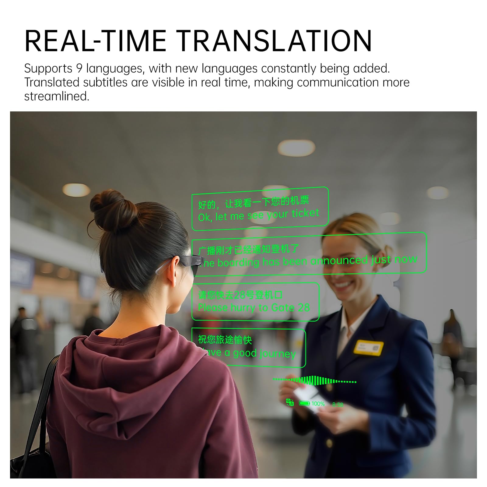 MLVISION Occhiali AR intelligenti ultra leggeri Il primo display AR a clip Micro-LED al mondo, schermo privato coinvolgente, produttività AI, traduzione e navigazione in tempo reale