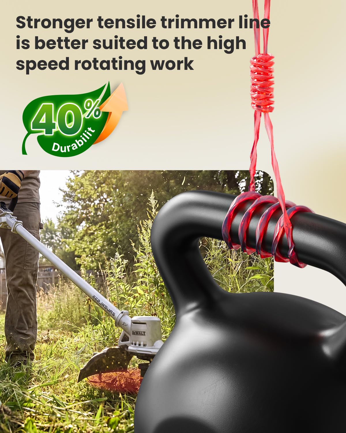 YWTESCH 8 Piezas Bobina Hilo Line Compatible con Worx Desbrozadora,1,65 mm de Diámetro y 3 m de Longitud,Contiene 8 Piezas Bobina de Recambio y 2 Piezas Tapas de Recambio