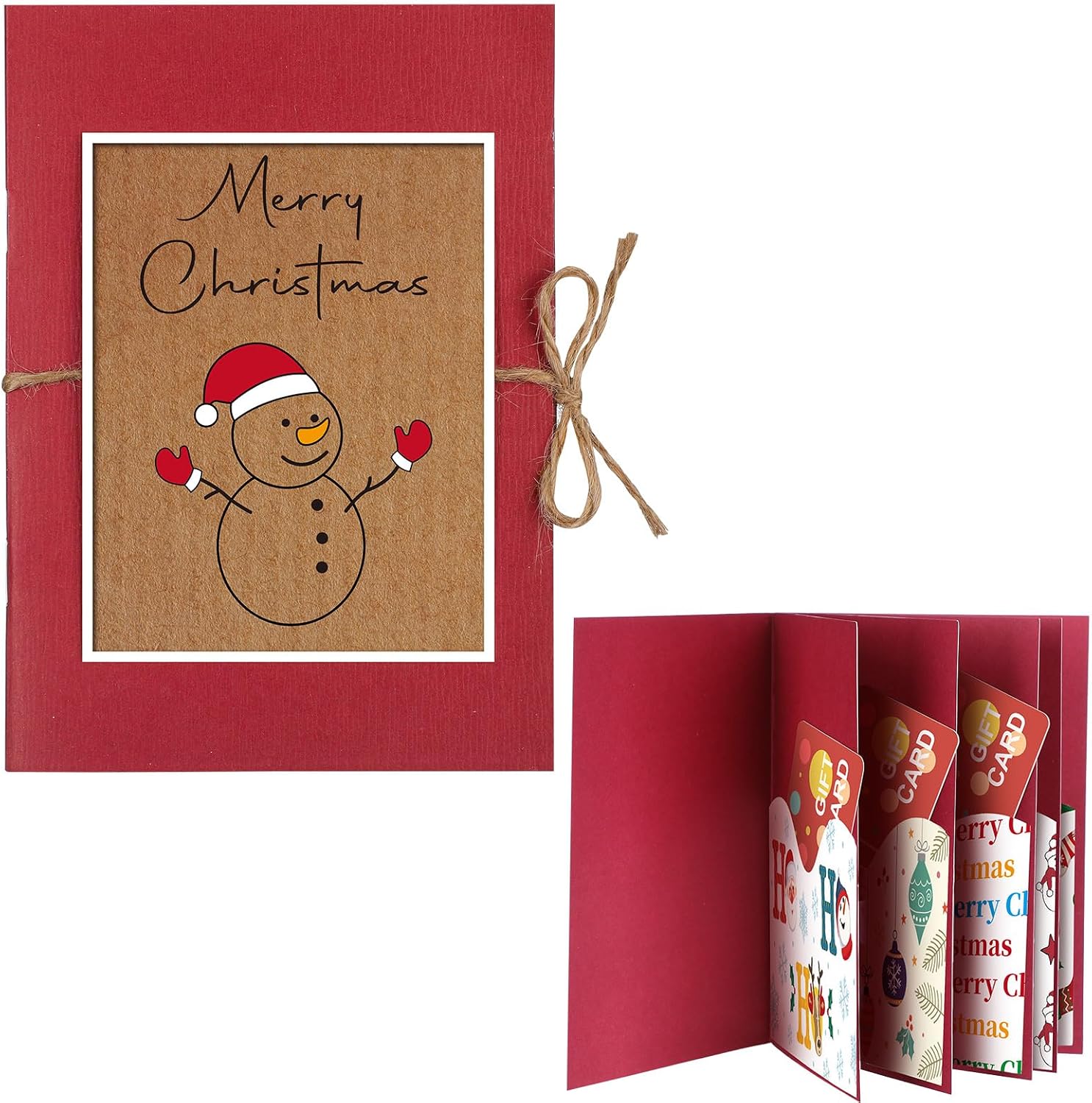 Engrowtic Christmas Card Gift Book, 5 Slot, Money Holder for Cash, Snowman