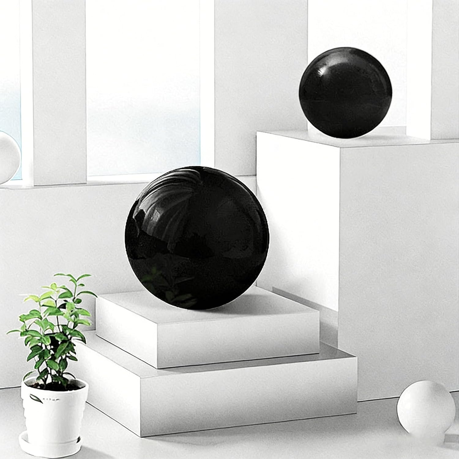 1 Pcs Gazing Ball, Stainless Steel Garden Mirror Globe, Polished Ornament Sphere, Hollow Floating Reflective Hemisphere, Home Outdoor Pond, Black(Size:14.96 in/38 cm)