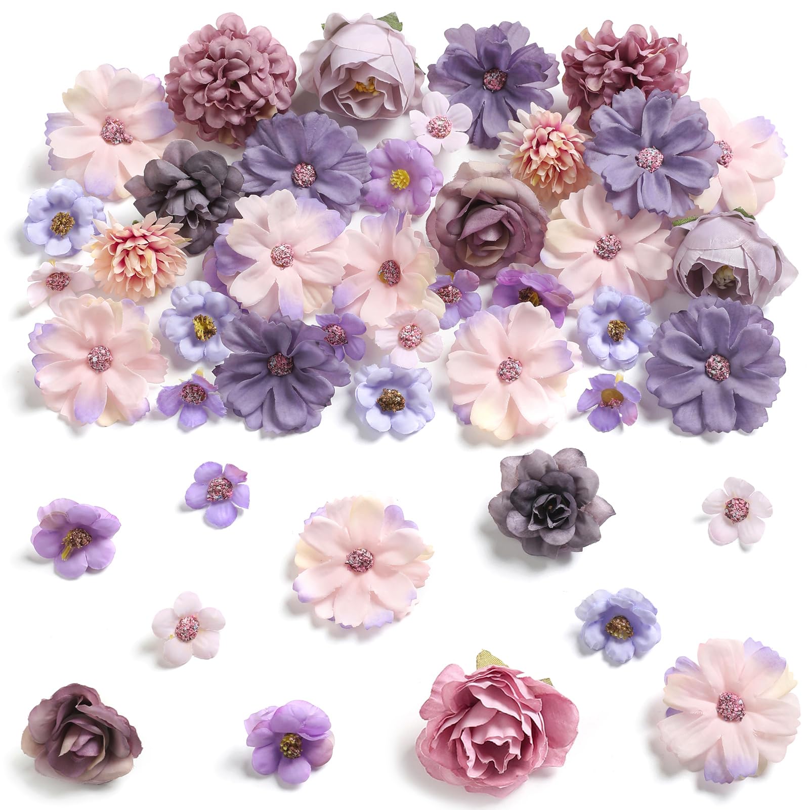 rongflower 45-Piece Faux Flower Heads