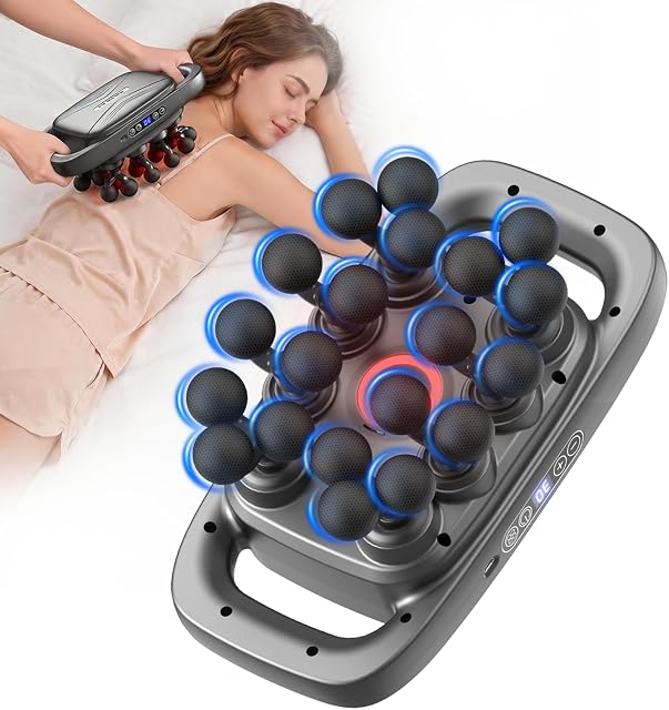 Gun de massage avec 20 Têtes, masseur musculo-squelettique profond, 3 Modes et 30 Niveaux d'intensité, masseur sans fil pour épaules arrière jambes et pieds, noir