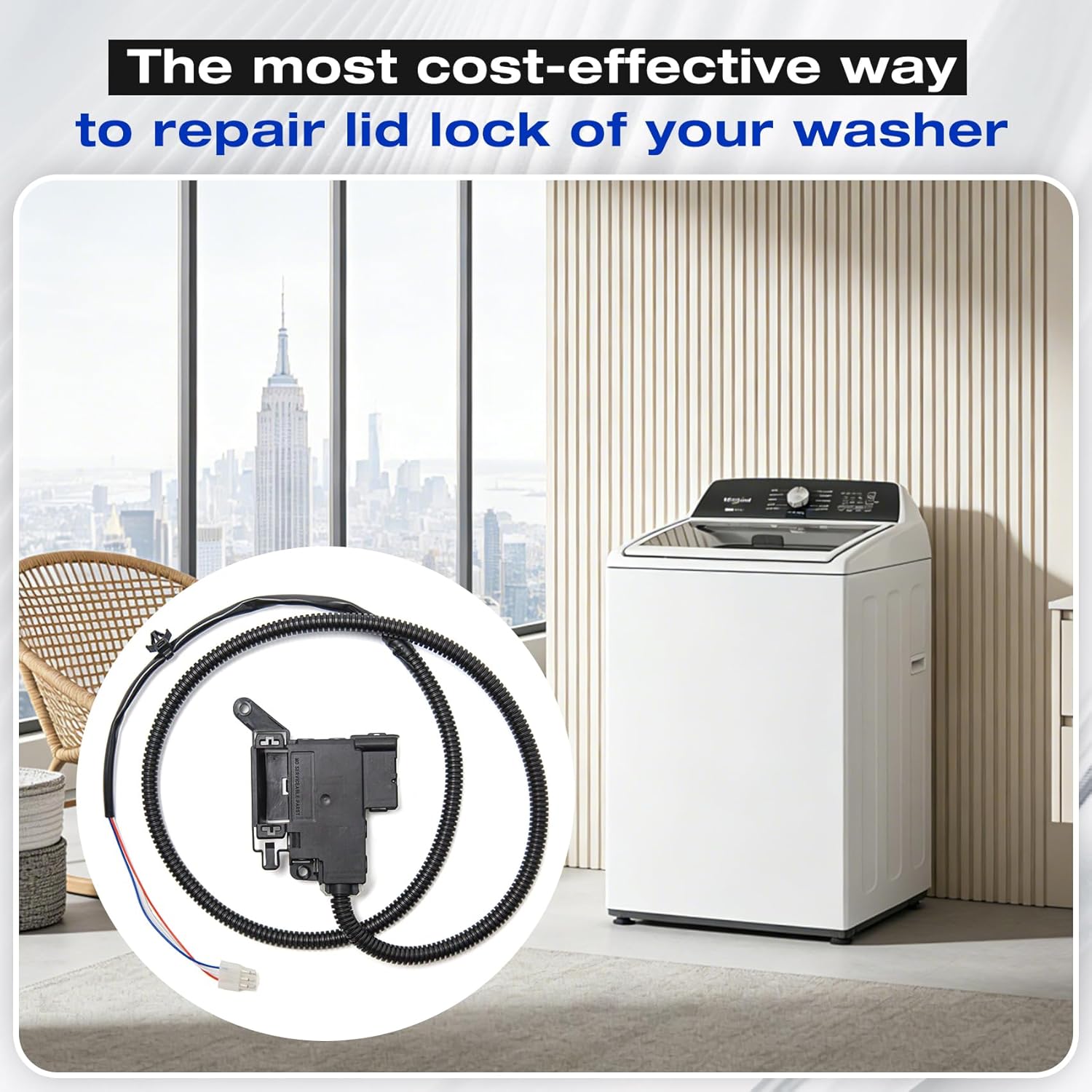 WTW5010LW0 Washer Lid Lock Assembly, OEM Quality, Derect Replace for Whirlpool Maytag MVW5430MW0 WTW5015LW0 WTW5057LW0 WTW5057LW1 Lid Lock, w11414731 w11513248