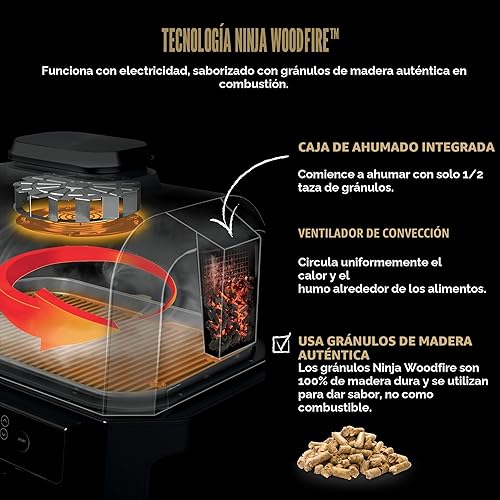 Miniatura 7 de Ninja OG951 Woodfire Pro Connect Premium XL - Parrilla y ahumador para exteriores, Bluetooth, habilitado por app, parrilla maestra 7-en-1, ahumador