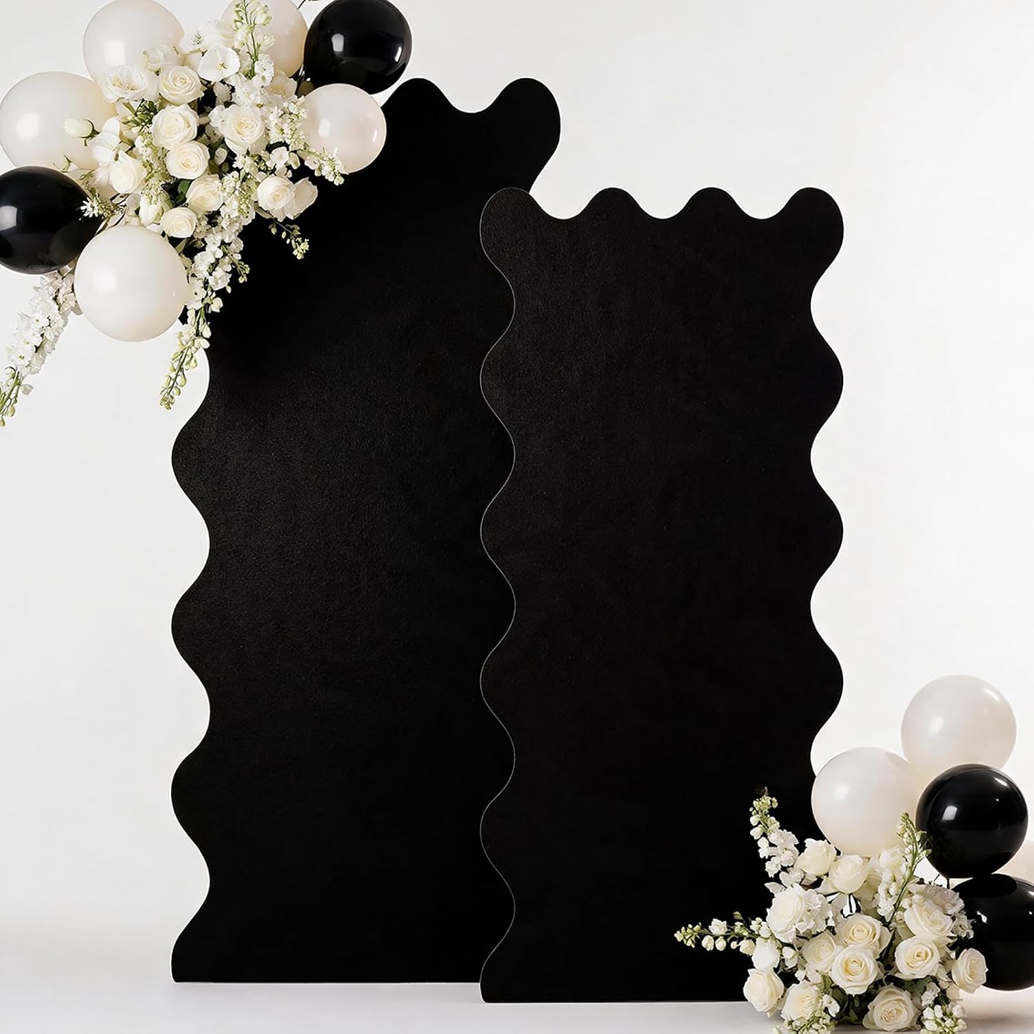 6.6FT & 6FT Wavy Backdrop Stand Decor for Wedding Birthday Party, Black