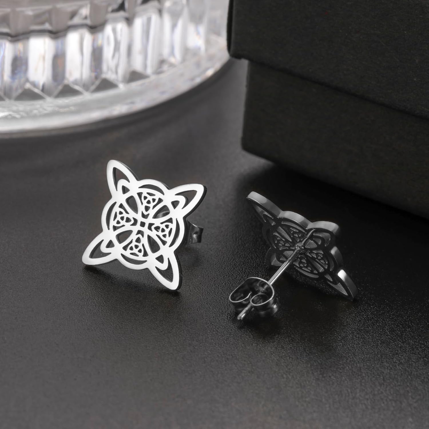 TEAMER Witches Knot Stud Earrings Stainless Steel Irish Knot Witchcraft Celtic Knot Earrings Amulet Protection Jewelry for Women - Image 4