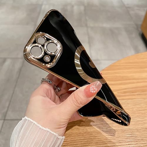 Miniatura 4 de Funda magnética para iPhone 11 Pro Max, lindo corazón de amor, compatible con MagSafe, borde chapado de lujo, ajuste delgado, a prueba de golpes