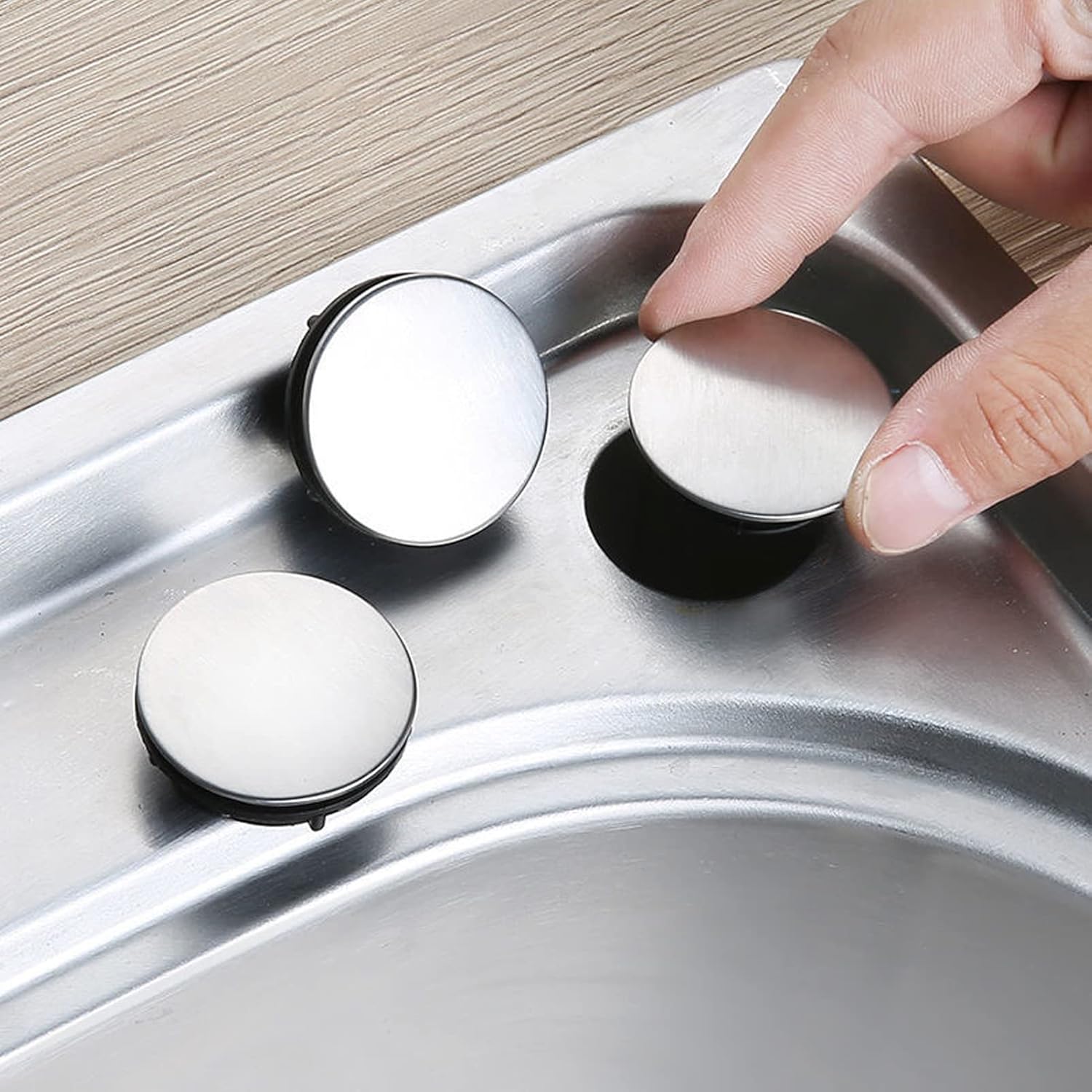 2 Pack Sink Hole Covers for Kitchen Faucet - Stainless Steel Tap Hole Plug, 45mm Single Hole Sink Cover Plate