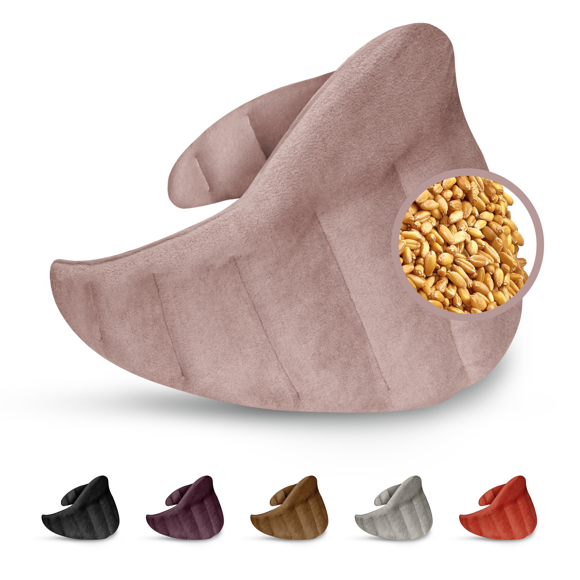 LESCHI XXL Cuscino termico per microonde (60x28cm), 100% cotone e grano biologico, cuscino riscaldante a 11 camere, rosa, ideale per alleviare tensioni su cervicale, spalla, schiena, collo