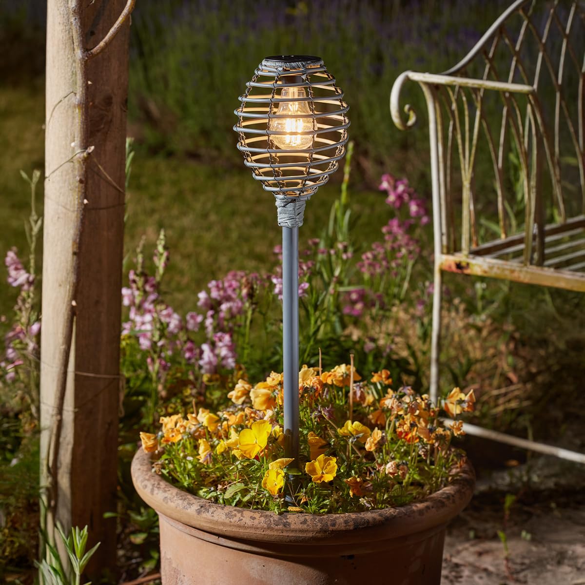 Smart Solar Lumina Faux Rattan Stake Light, Slate - 70cm