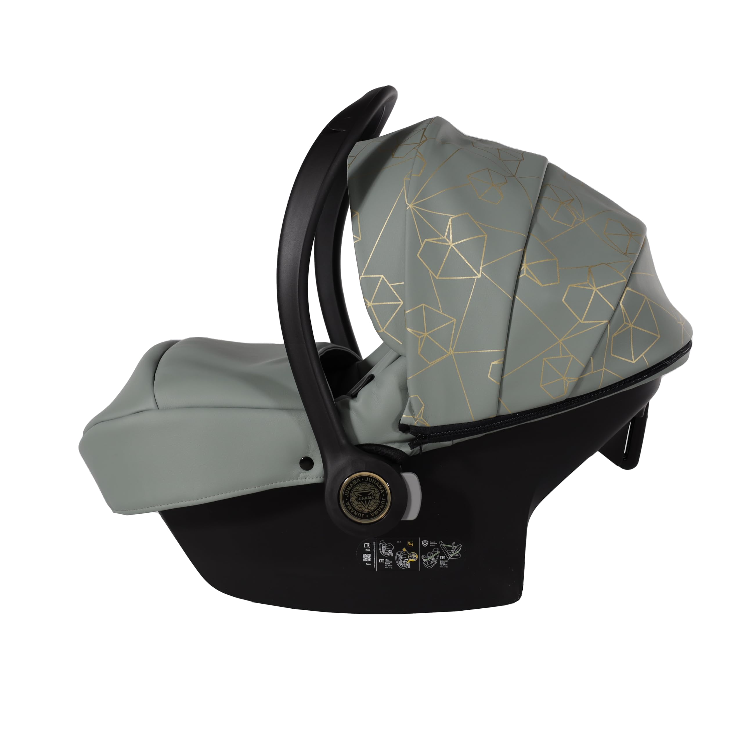 Junama Passeggino TRIO Heart 03 Verde e Oro - 2in1 3in1 4in1 + ombrellino (4 in 1 con Base ISOFIX)