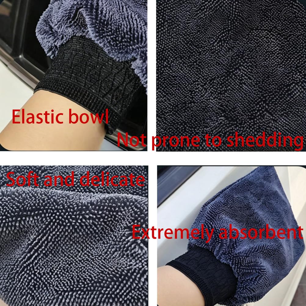Putzhandschuhe Mikrofaser Waschhandschuh 8 Stück Auto saugfähiger kratzfreie Reinigungshandschuhe für Glas Innenraum Haushalt Kueche Bad