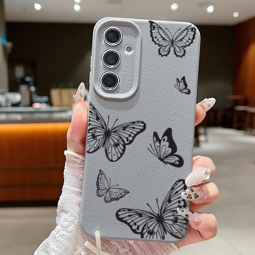 Coque papillon Samsung Galaxy S24+ gris protection silicone souple - 8