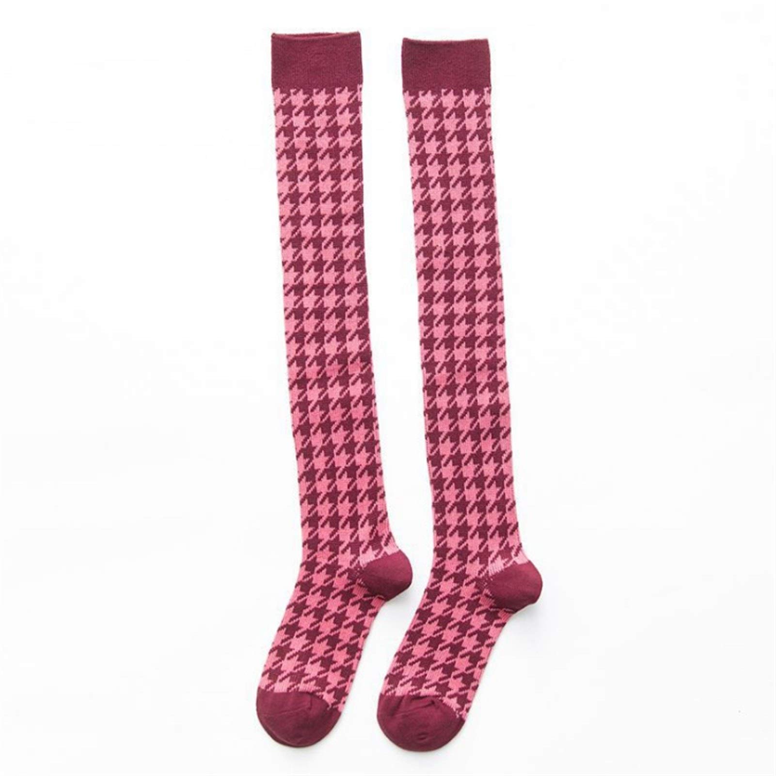 HUOHUO 5 Pares señoras de Circulación Calcetines de compresión niñas de la Tela Escocesa Caliente del Invierno de la Rodilla Calcetines Altos (Color : Red)