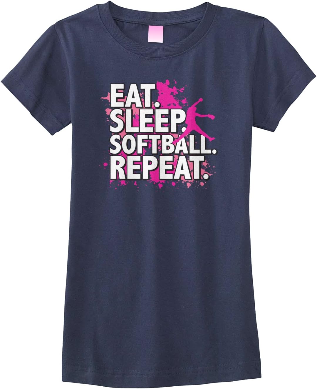 Threadrock Big Girls' Eat Sleep Softball Repeat Fitted T-Shirt