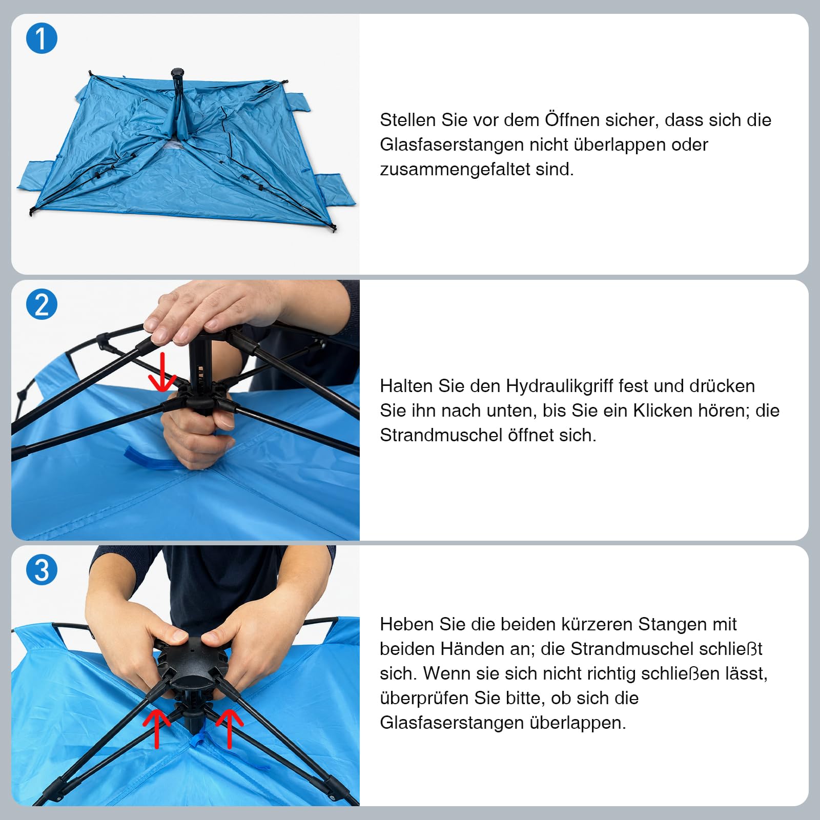 Pop Up Strandmuschel mit UV-Schutz 50+, Automatisches Strandzelt für 2-3 Personen, XXL Pop Up Strandmuschel mit Verlängerter Matte, Leichtes Windschutz Zelt für Baby & Familie, Einfach Aufbau & Abbau