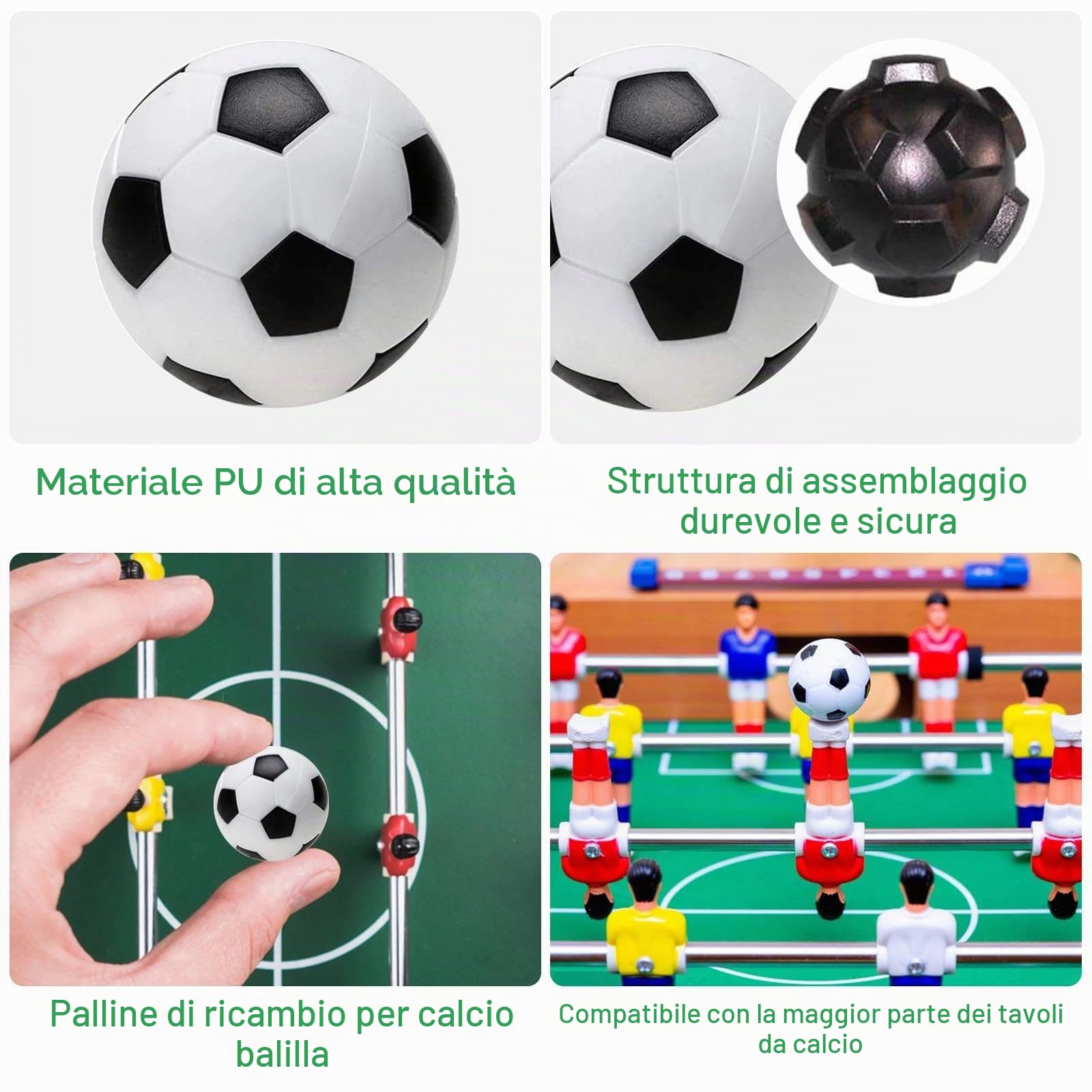 Set Da 10 Palline Per Calcio Balilla &ndash; Mini Biliardino Da 30 Mm, Bianche E Nere, Per Sostituzione O Divertimento In Famiglia