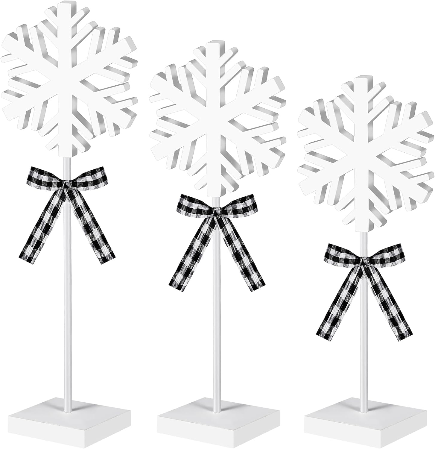 Geetery 3 Pcs Christmas Wood Snowflake Table Sign Winter