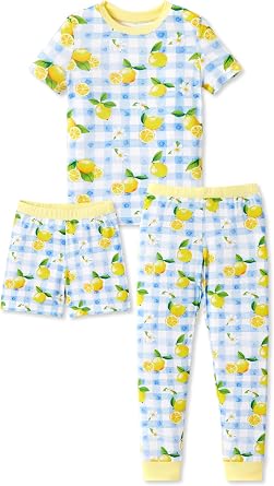 PATPAT Kids 3-Piece Pajama Sets with Bamboo Viscose, Pjs for Toddler Girls