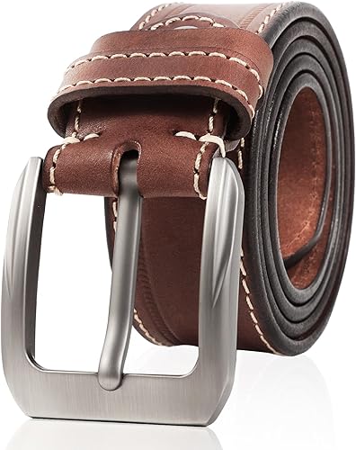 Cinturón de cuero de grano completo para hombre, piel de vaca auténtica, 1.5 pulgadas de ancho, perfecto con jeans y pantalones de trabajo