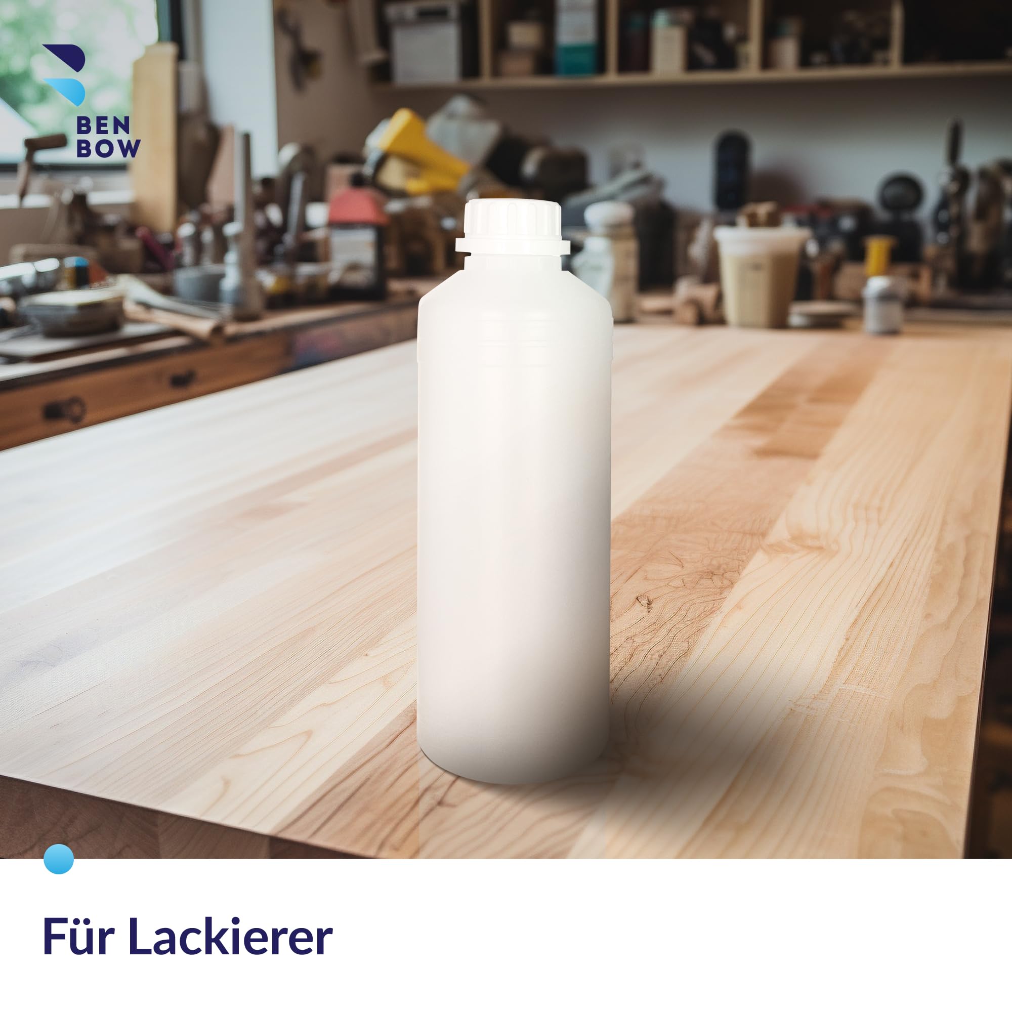 BENBOW Botella de plástico HDPE de 50x 1000 ml con cierre de rosca y escala para el almacenamiento seguro de líquidos y productos químicos - ideal para hogar laboratorio e industria Aceite y pegamento