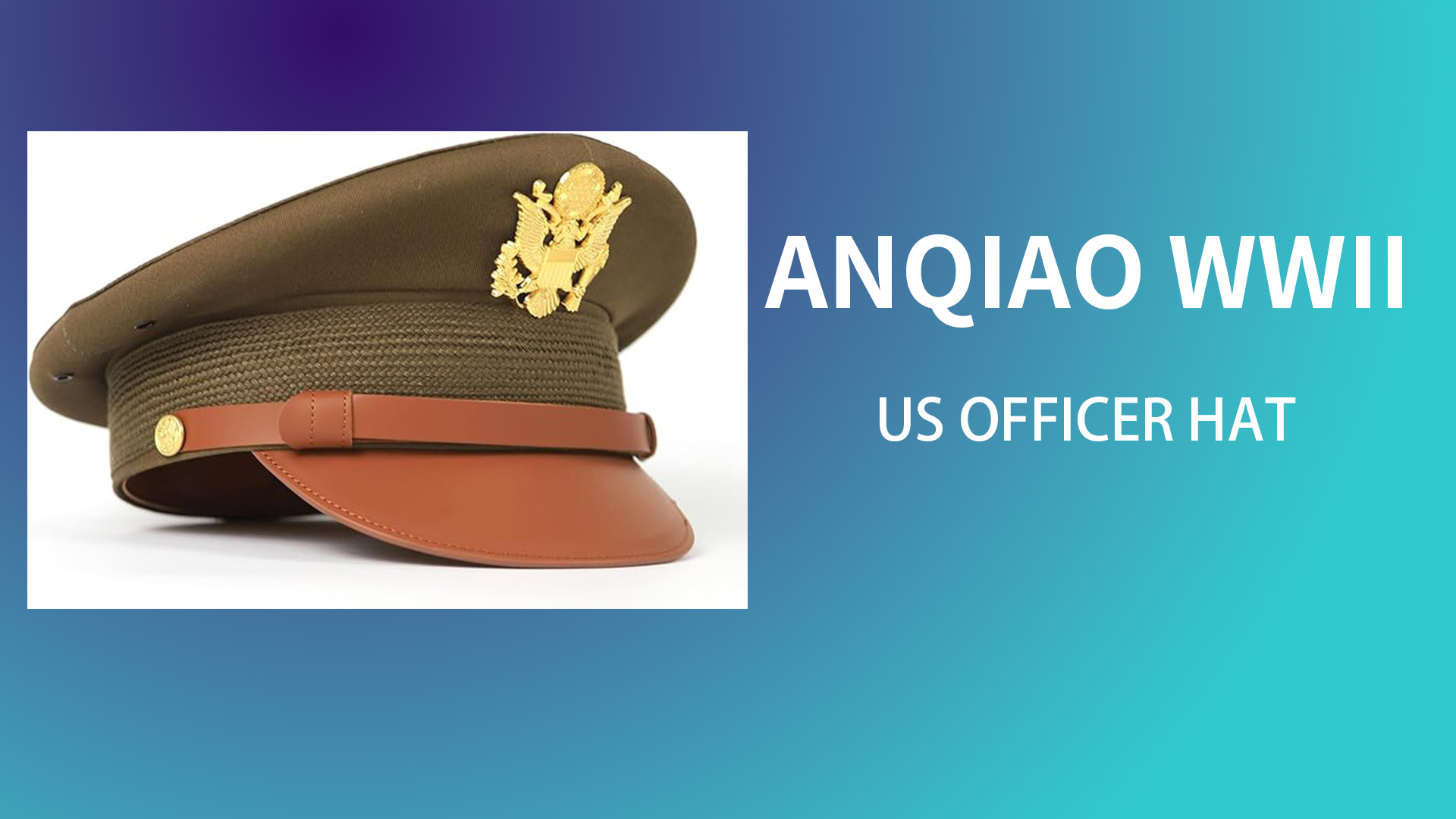 Amazon.com: ANQIAO WW2 US Officer Visor Hat Crusher Wool Cap