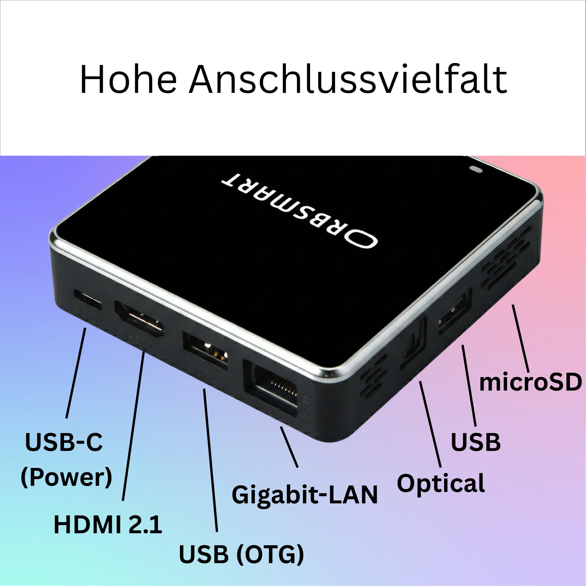 Orbsmart DS Player (S89L) - Android 14 Digital Signage Player 4K Mini PC für 24/7 Dauerbetrieb (Lüfterlos, Autostart, Root-Zugriff, Kiosk- & Portrait-Modus, 4GB RAM, 32GB, LAN)