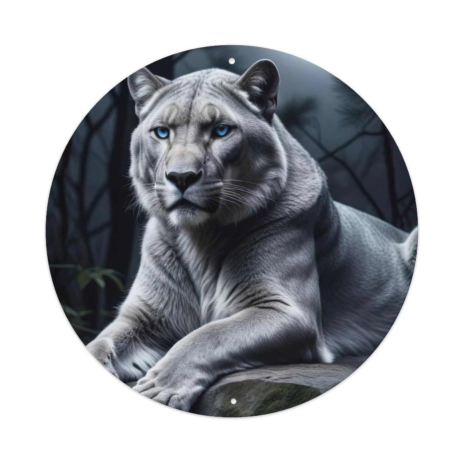 Animal Tiger in The Moonlight Metal Tin Sign