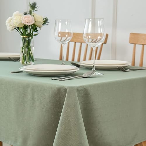 maxmill Square Tablecloth Water Resistance Antiwrinkle Linen Looking Texture Table Cloth, Decorative Fabric Table Cover for Banquet Parties Event Holiday Dinner, 70 x 70 Inch, Sage Green
