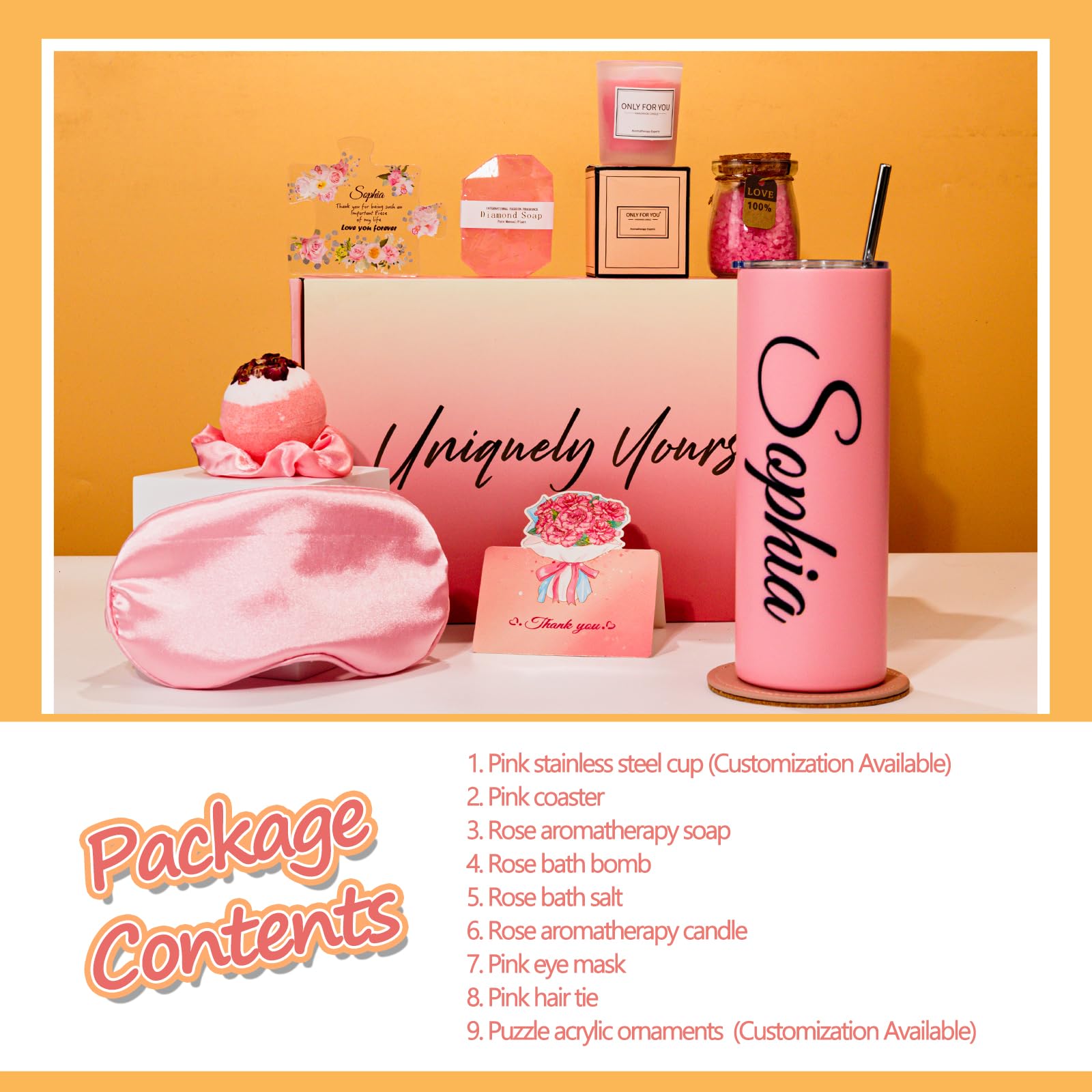Geschenk für Frauen, Rosenduft Geschenkset mit, perfekt für Geburtstag, Weihnachten, Muttertag & Valentinstag - Geburtstagsgeschen Für Frauen, Personalisierter Becher, Puzzle