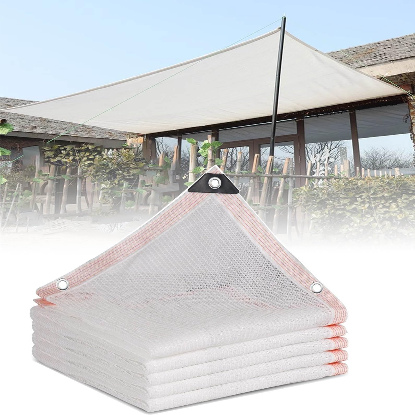 GJZQDKX White Shading Net with Eyelets Rectangular Awning for Balcony Greenhouse & Outdoor Use Windproof Sun Protection Available in Sizes 2x to 5x5m
