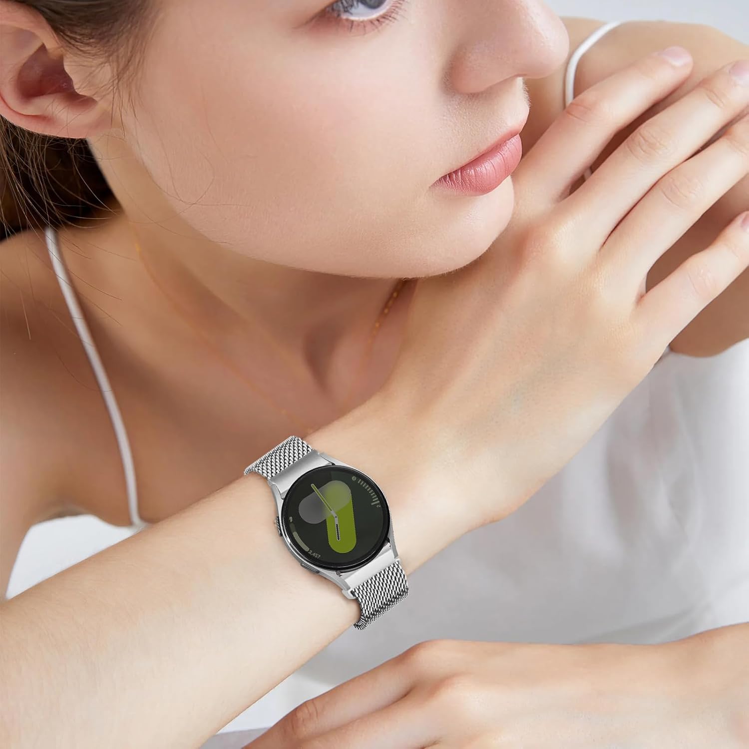 Milanese Metal Bands for Samsung Galaxy Watch 7 6 5 4 Band 40mm 44mm/Watch 6 4 Classic Bands 46mm 42mm 47mm 43mm/5 Pro/3 41mm/FE/Active 2 Men/Women,20mm Stainless Steel Mesh Loop Magnetic Strap Correa - Image 9