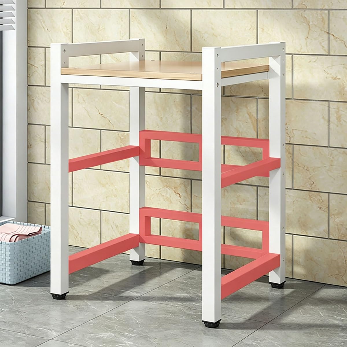Waschmaschinenregal Trockner Höhenverstellbar für Waschmaschine und Trockner aus Stahl(White)