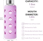 Mrsdry 18oz Glass Juice Bottles with Lids and Silicone Sleeves, 4-Pack Reusable Clear Glass Water Bottles with Stainless Steel Airtight Cap for Juicing, BPA Free Drinking Jar (Mint, 18oz)