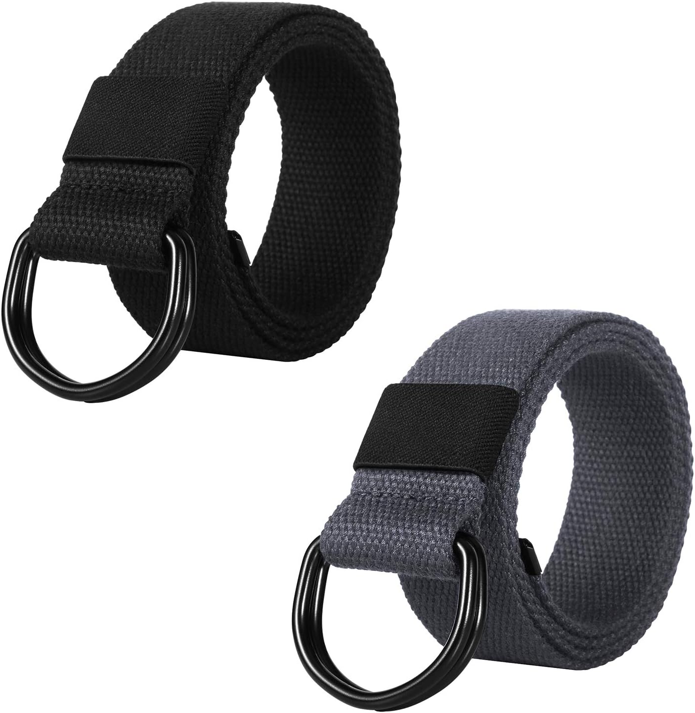 ITIEZY Mens Canvas Belts, Cloth Fabric Web Belt 1 1/2" for Casual Jeans, Double D Ring Adjustable Belt for Men & Women