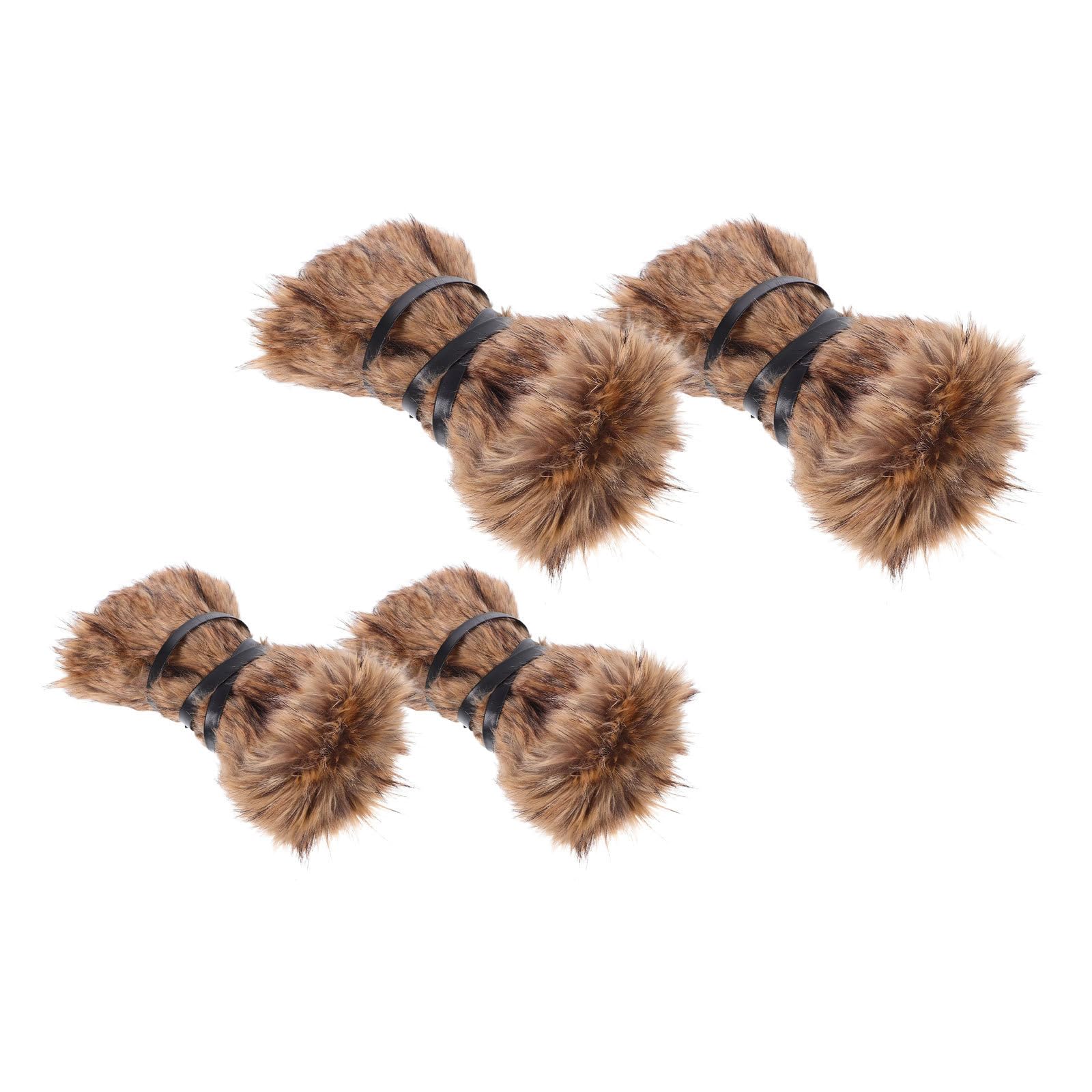 Cabilock 2 Pares Calentadores de Piernas Peludos Estilo Vikingo con Correas Ajustables de Poliéster para Cosplay y Festividades, Accesorios Medievales para Fiesta y Disfraz
