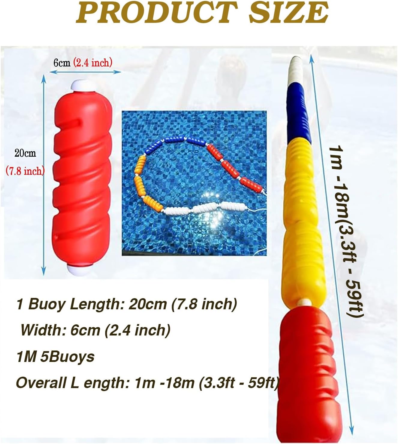 Floating Pool Safety Divider Lane Line | Easy Install Pool Safety Rope & Float Kit | Durable Steel Construction | Perfect for Pool Safety & Swim Training