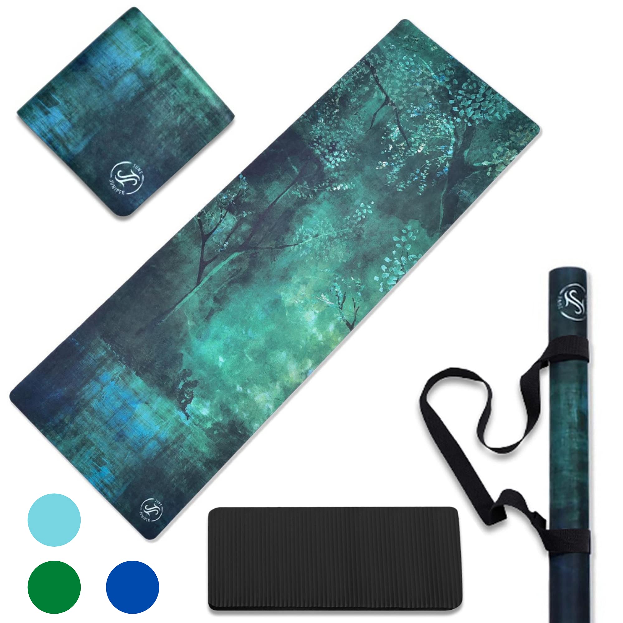 June & Juniper Travel Yoga Mat Foldable Lightweight - Thin Light Non-Slip Travel Yoga Mat Eco