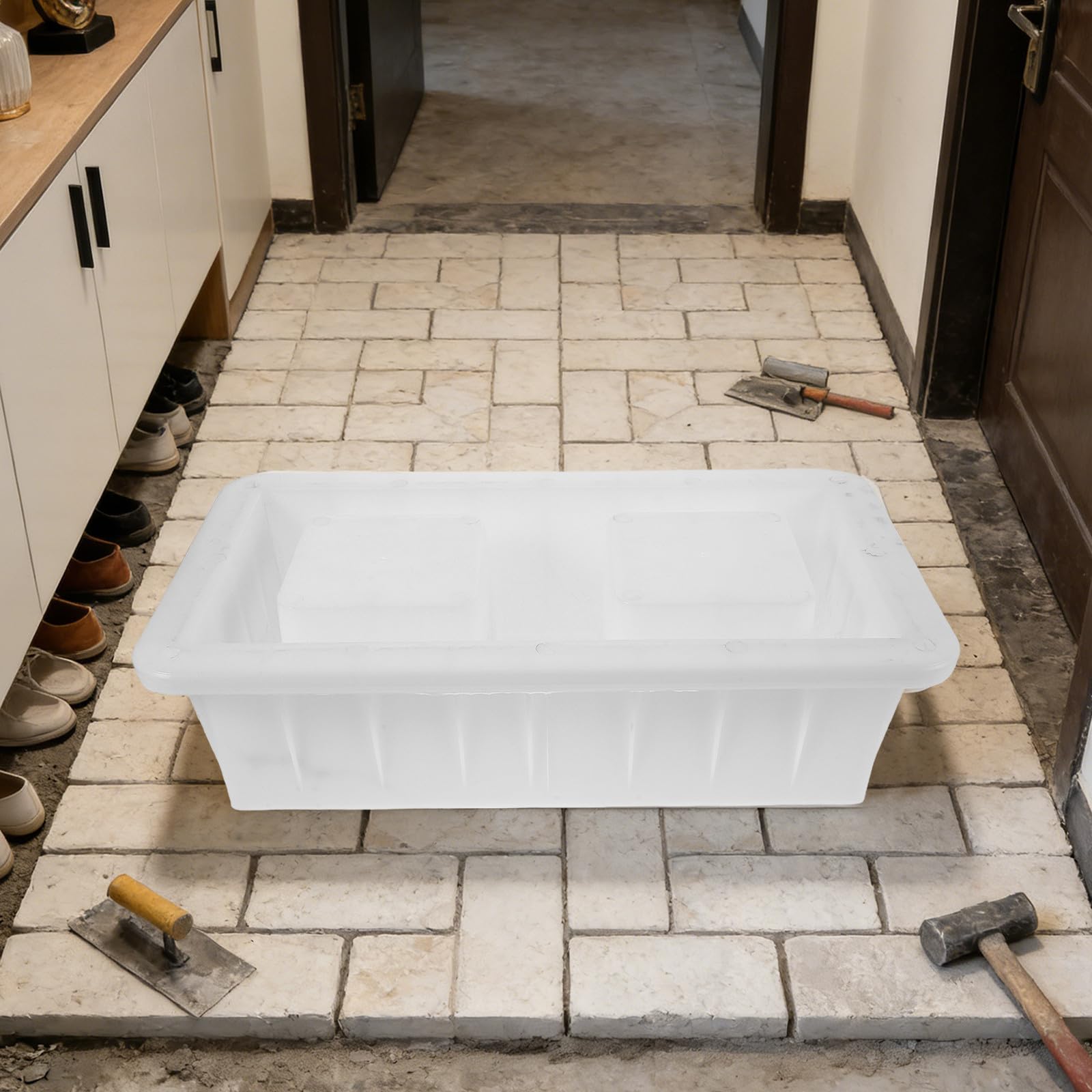 BESPORTBLE Molde de Ladrillo Hueco de Plástico Blanco Diseño de Doble Cavidad Optimizado para Tareas de Paisajismo y Pavimentación Ligera