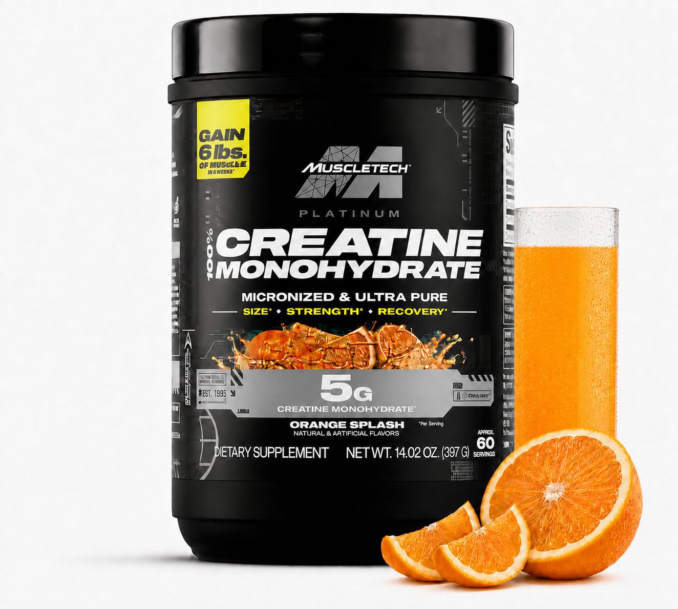 MuscleTech 100% Creatine Monohydrate, Orange Splash - 13.81 Oz