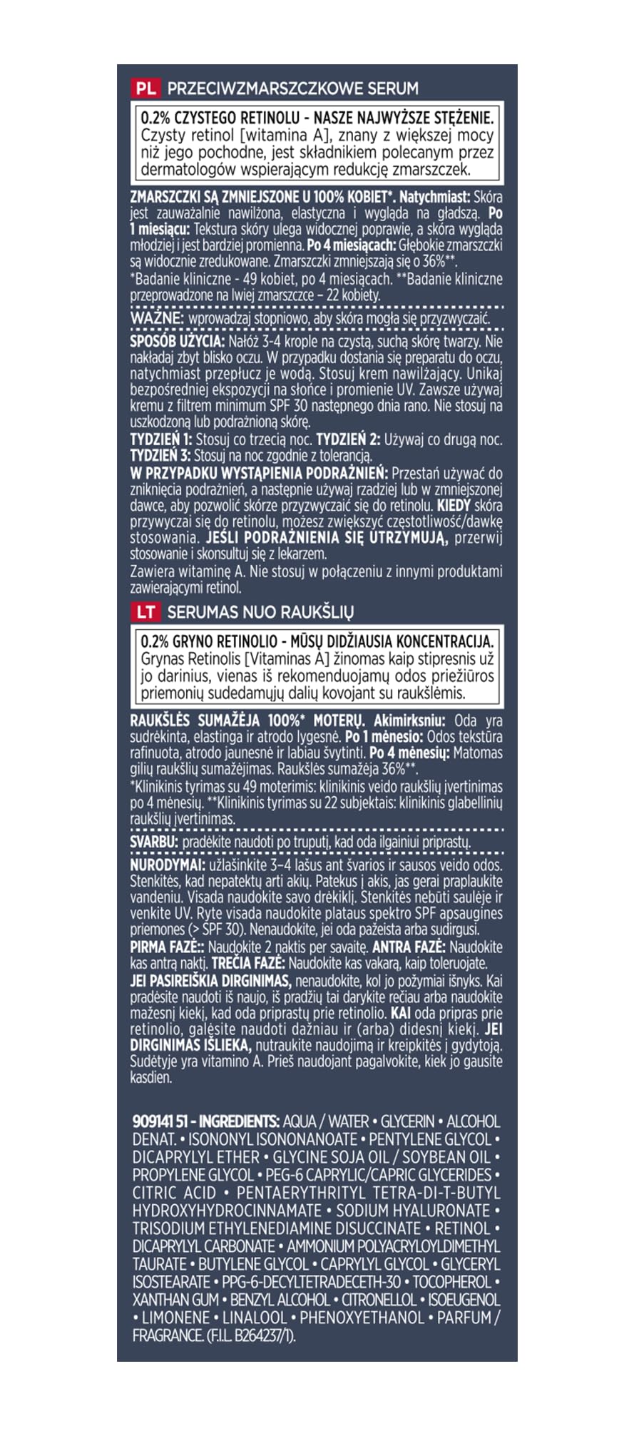 L'Oreal Paris Pure Retinol Głębokie Zmarszczki Serum Na Noc 30 ml