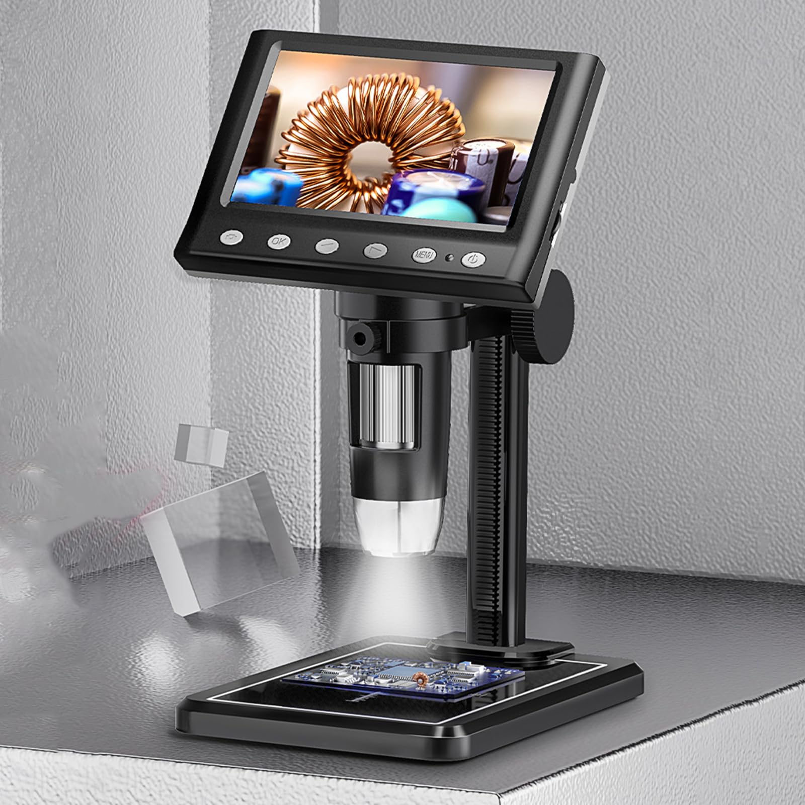 Precisions Instrument d'inspection Microscope d'inspection avec 8 lumières LED Microscope convivial pour exploration visuelle détaillée
