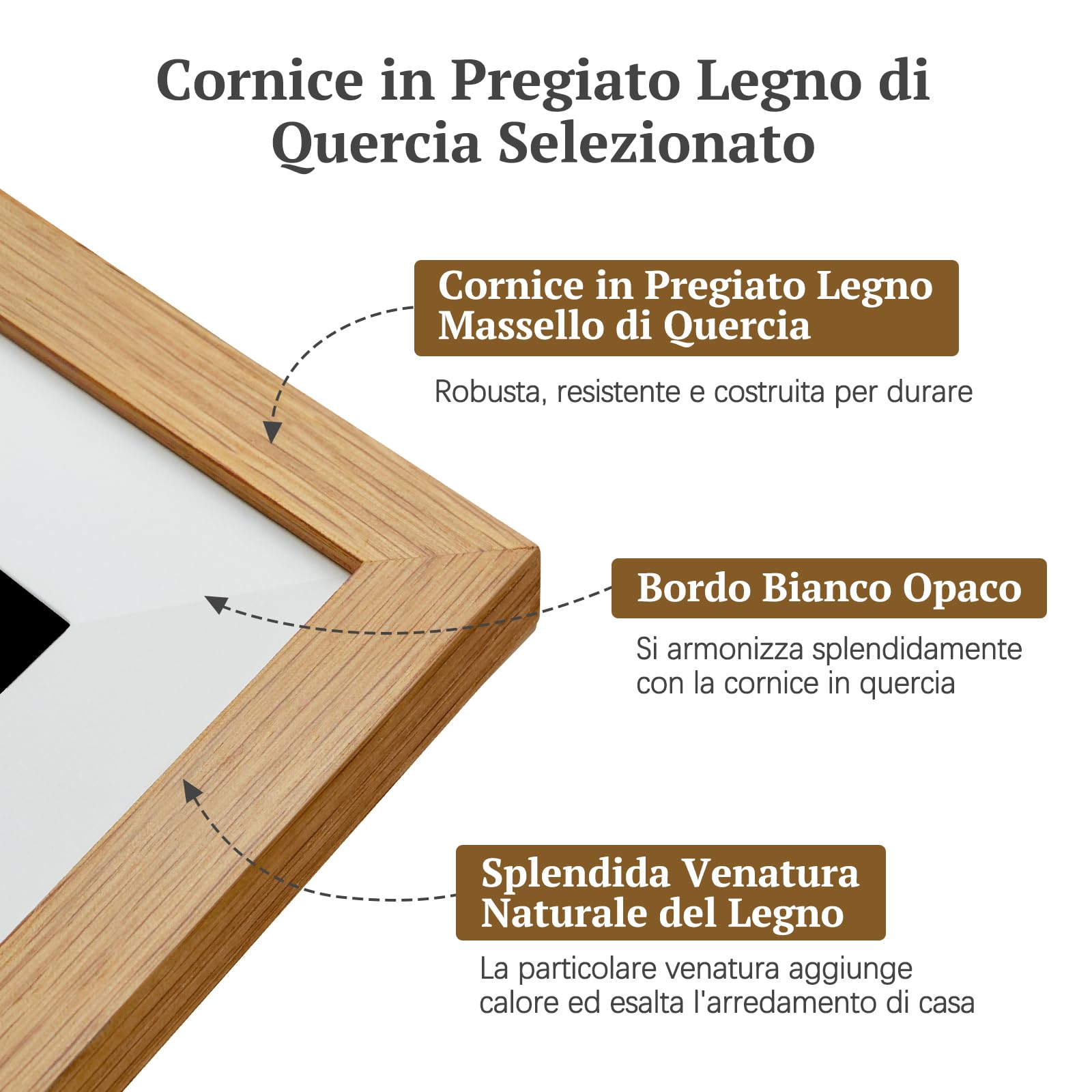 Frameo Cornice Digitale Foto Legno di Rovere 15.6 Pollici WiFi, Memoria da 32 GB, Touchscreen IPS FHD, Condividi Foto Video Tramite l'app Frameo, Regalo da Donna Uomo