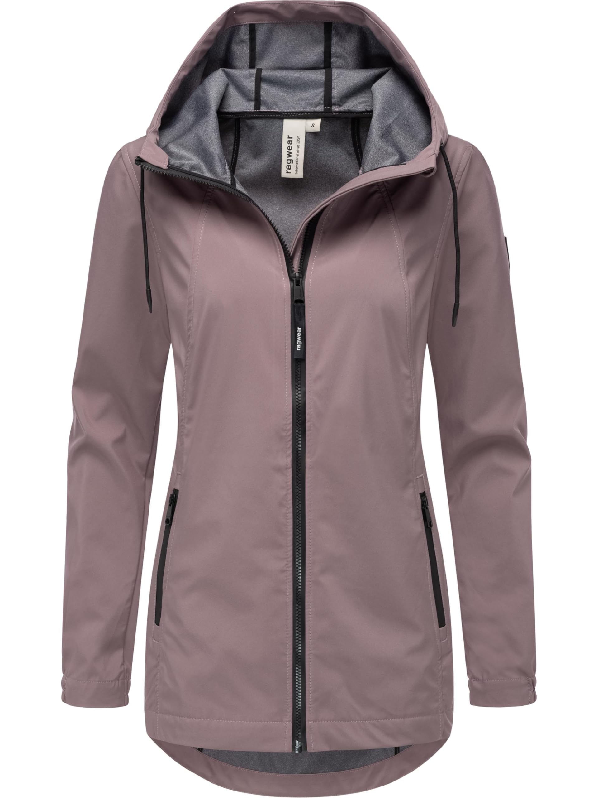 Ragwear Damen lange Übergangsjacke wasserdichter und atmungsaktiver Kurzmantel mit verstellbarer Kapuze Zuzka Sport YOUMODO XS-6XL
