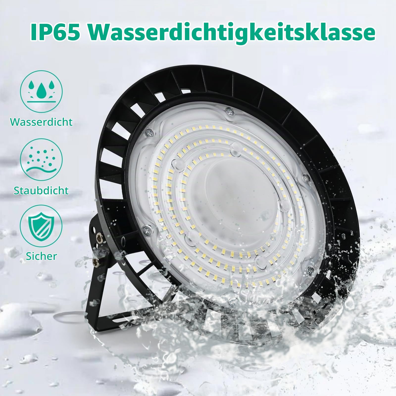 100W LED UFO Hallenlampe: 10000LM 6000K IP65 Werkstatt Deckenleuchte