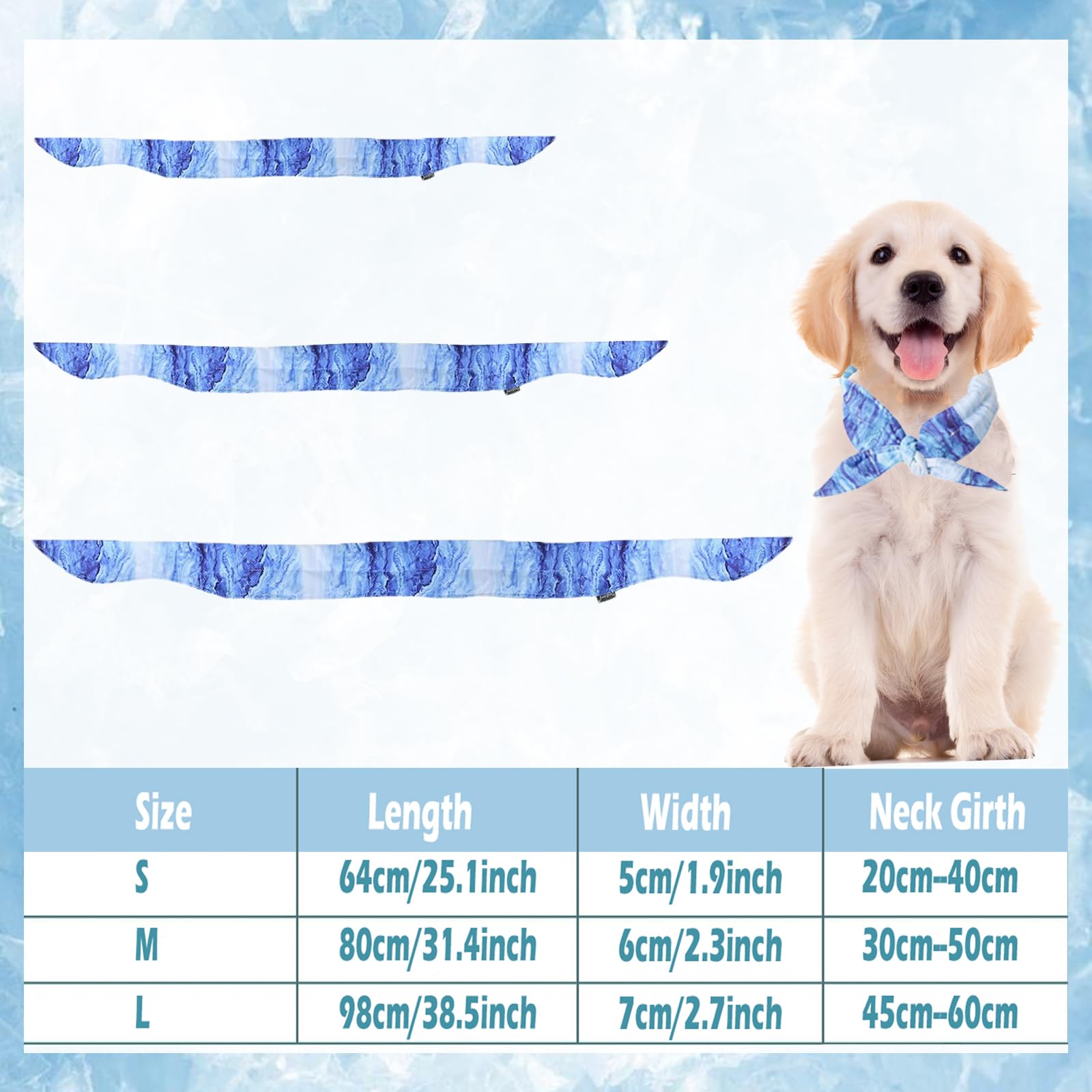 Bandana Rinfrescante per Cani, Collare di Raffreddamento, Sciarpa per il Ghiaccio per Cani, Collari per Cane di Raffreddamento, Bandana Cane per L'estate