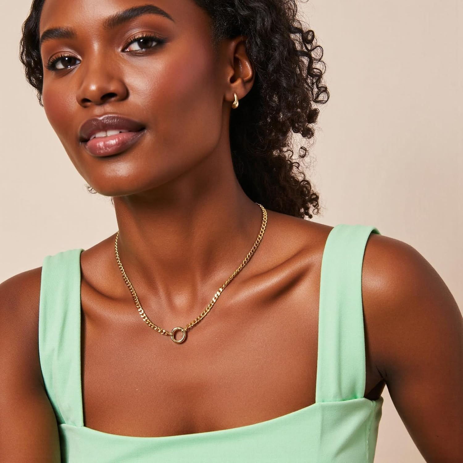 Minimalist Chain for Women Dainty Charm Necklace Holder Cuban Link Charm Keeper Necklaces Paperclip Clasp Necklace - Image 8