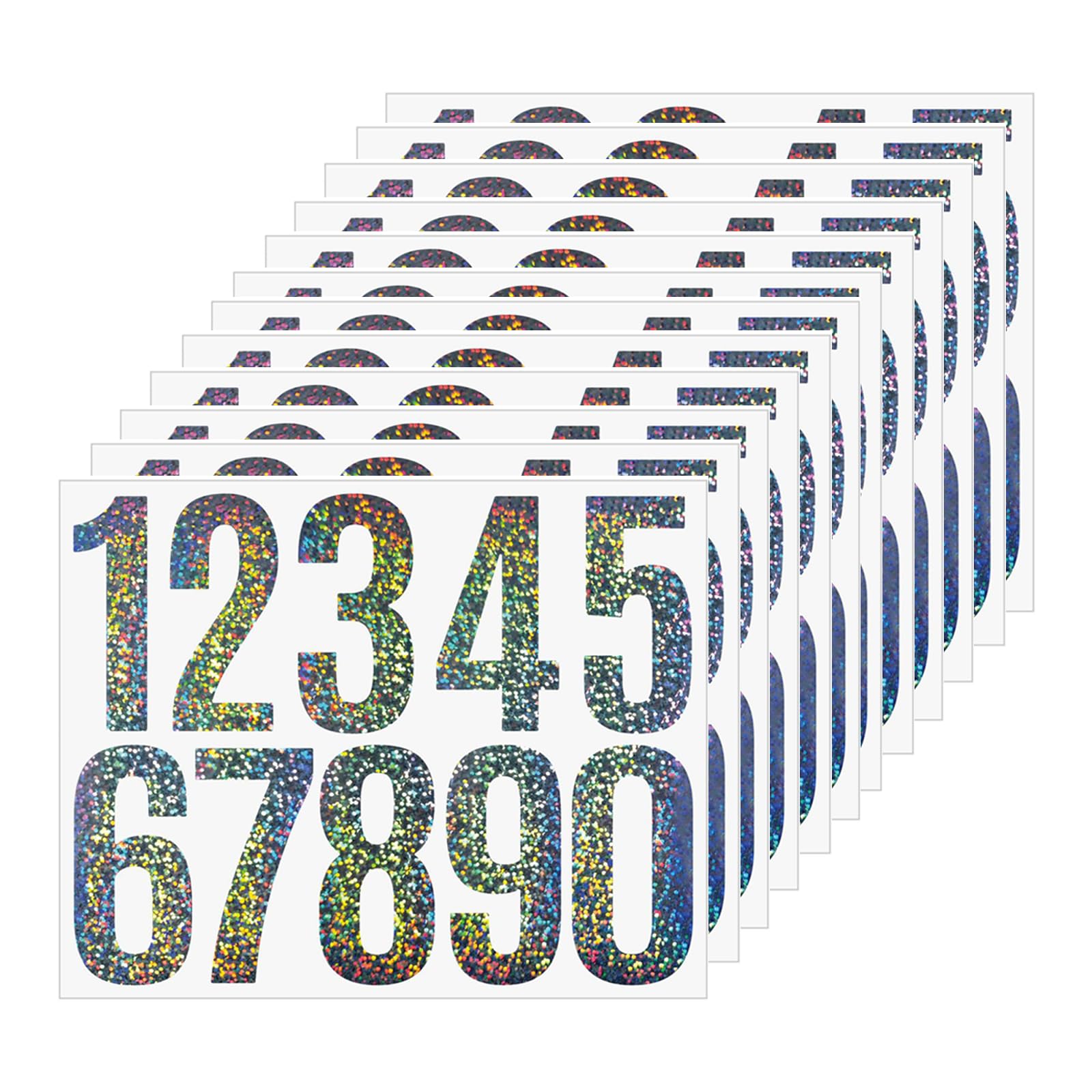 Tingliyi Multicolor 12 Sheets Large Number Stickers, Reflective Mailbox Numbers Stickers, Self Adhesive Bin Numbers For Wheelie Bins, Vinyl Number Lables For Garbage Bins Mailbox Door
