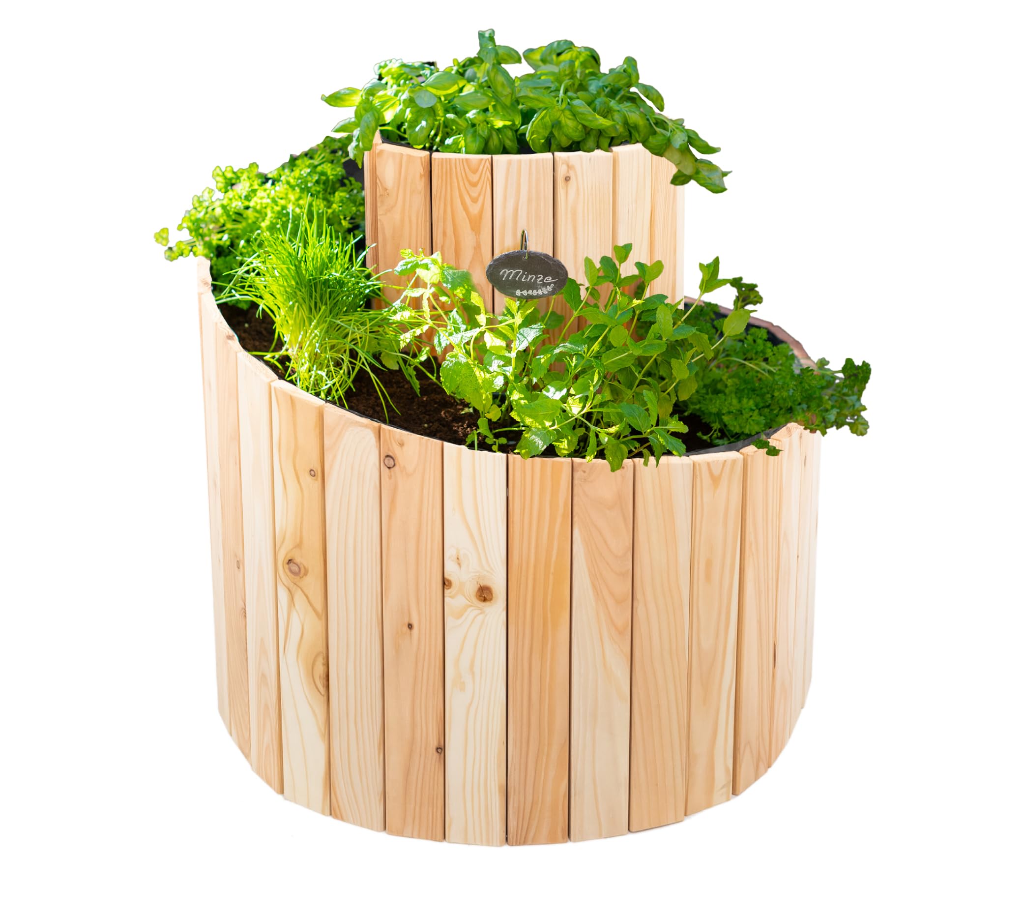 WESTMANN Kräuterschnecke aus Holz – Kräuterbeet für Garten, Terrasse und Balkon – Holz- & Frühbeet zum Bepflanzen von Kräutern oder Blumen – Blumenkasten für Hobbygärtner - 55x55x74 cm (BxTxH)